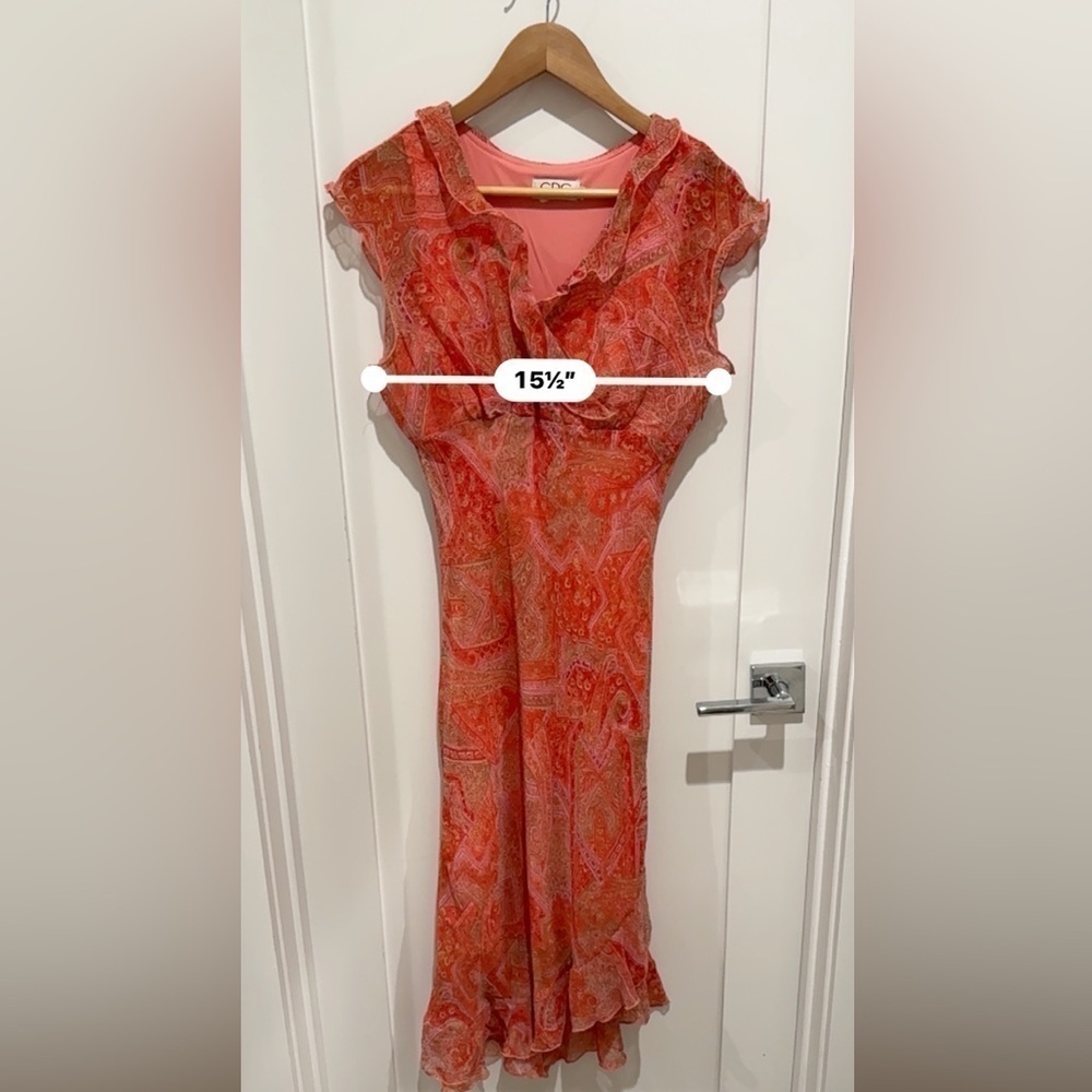 Gorgeous vintage orange CDC dress size 10 chiffon cottagecore prairie party - Picture 5 of 7